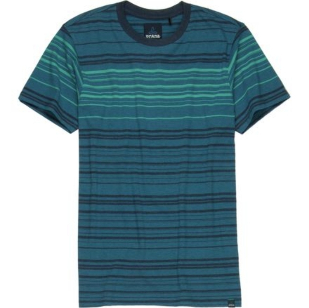 Prana Throttle Crew Neck T Shirt Aqua Blue Green Casual Tee Men's Size XL